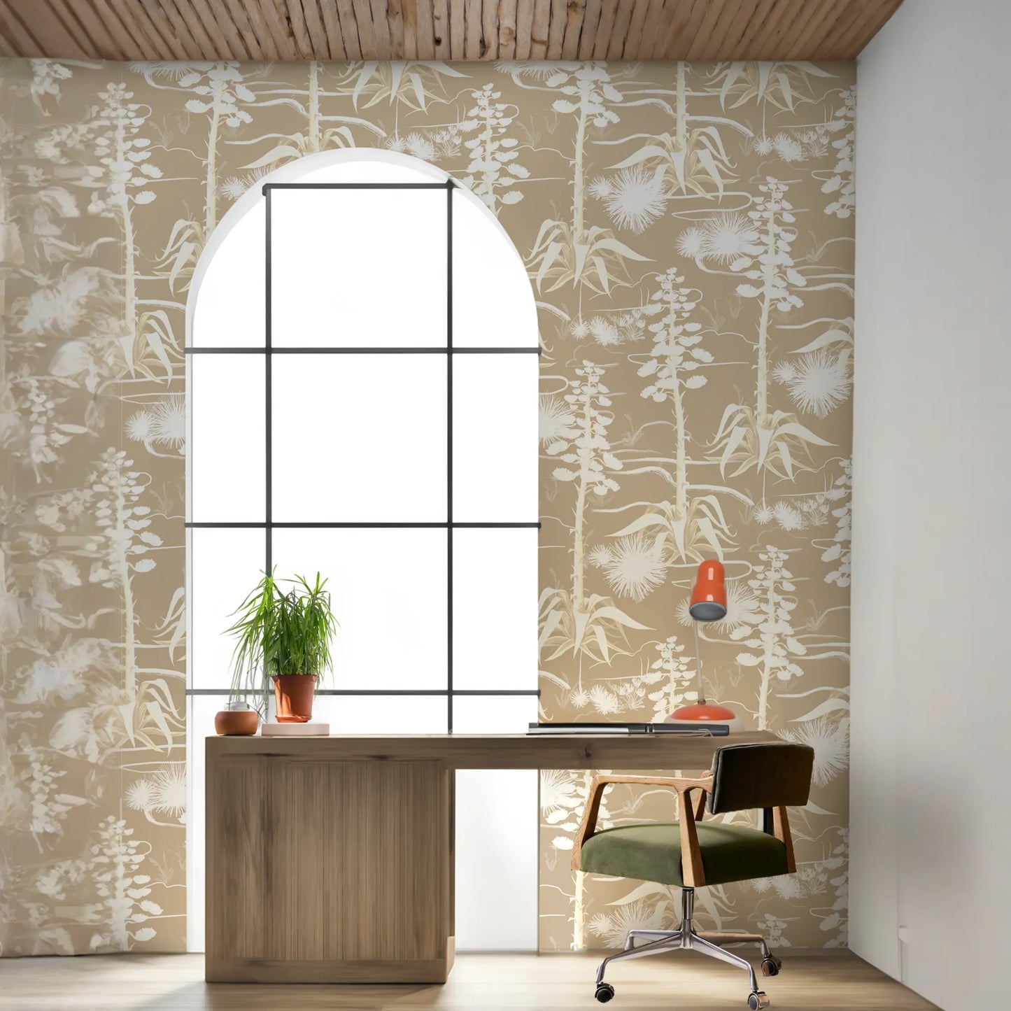 Agave Valley Wallpaper, tan and white