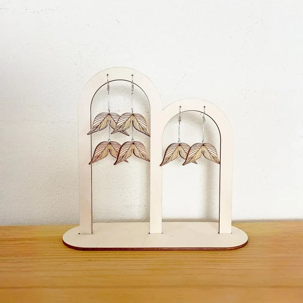 Wooden Hoya Polyneura Fishtail Plant Earrings