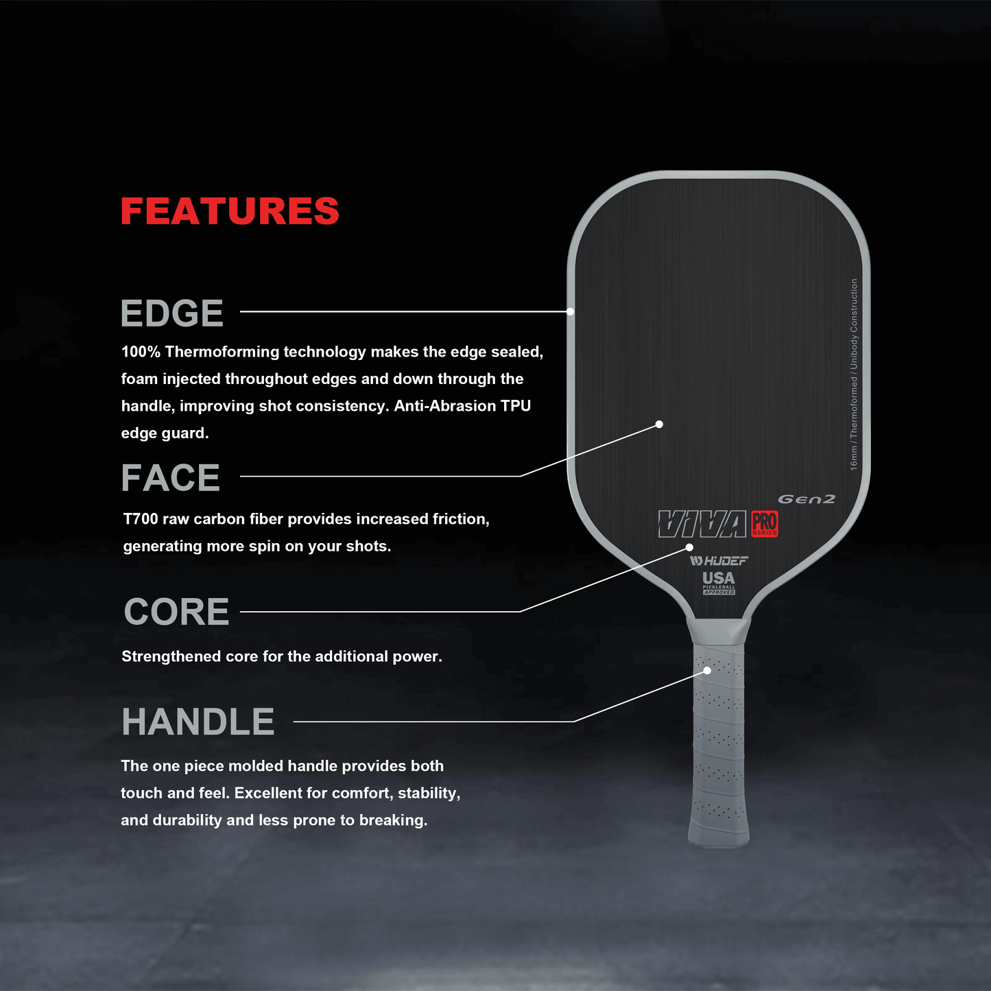 HUDEF Viva Pro™ Gen2 (Power﹢) Pickleball Paddle - Hudef Sport - Little Red General Store