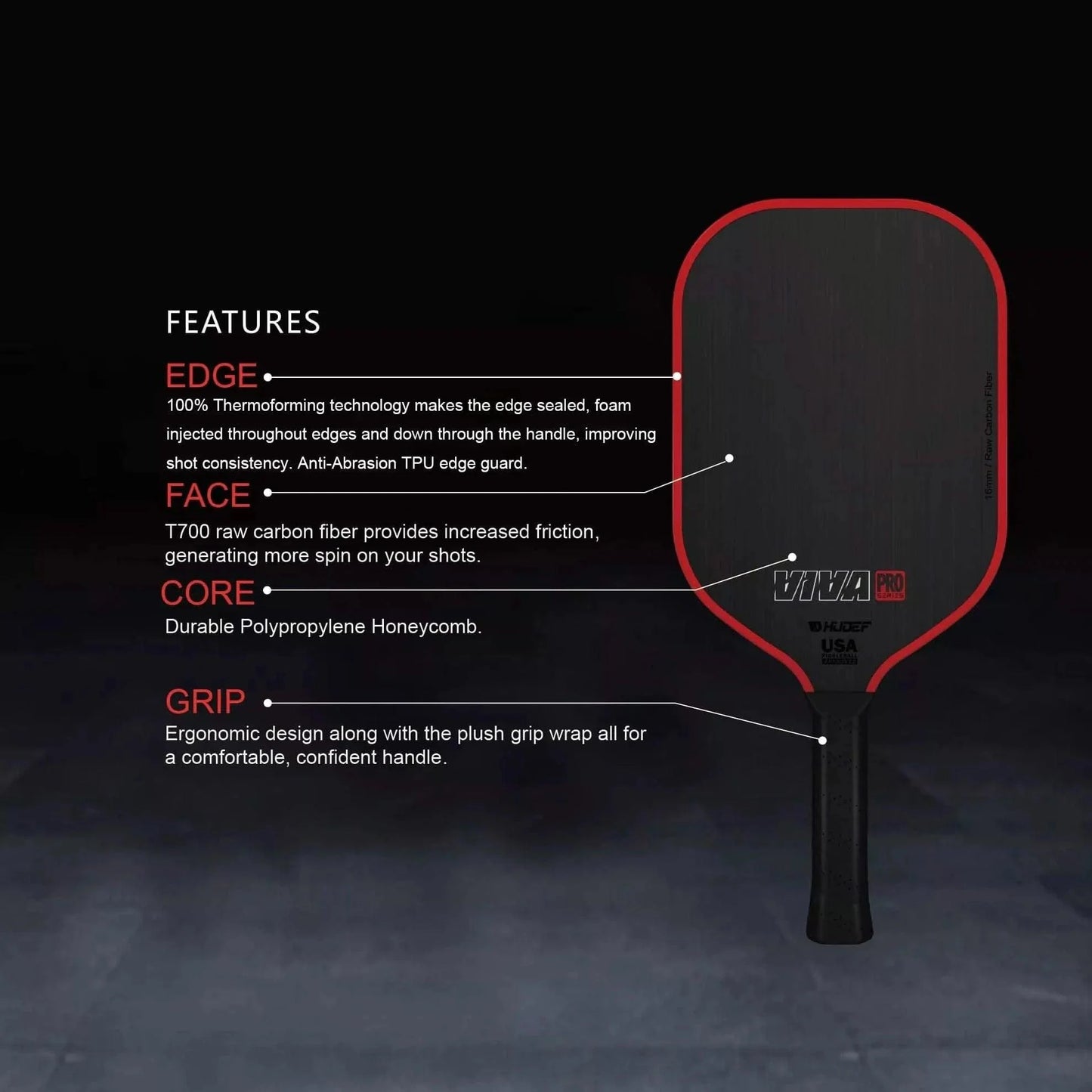 HUDEF Viva Pro™ (Power Paddle) Pickleball Paddle - Hudef Sport - Little Red General Store