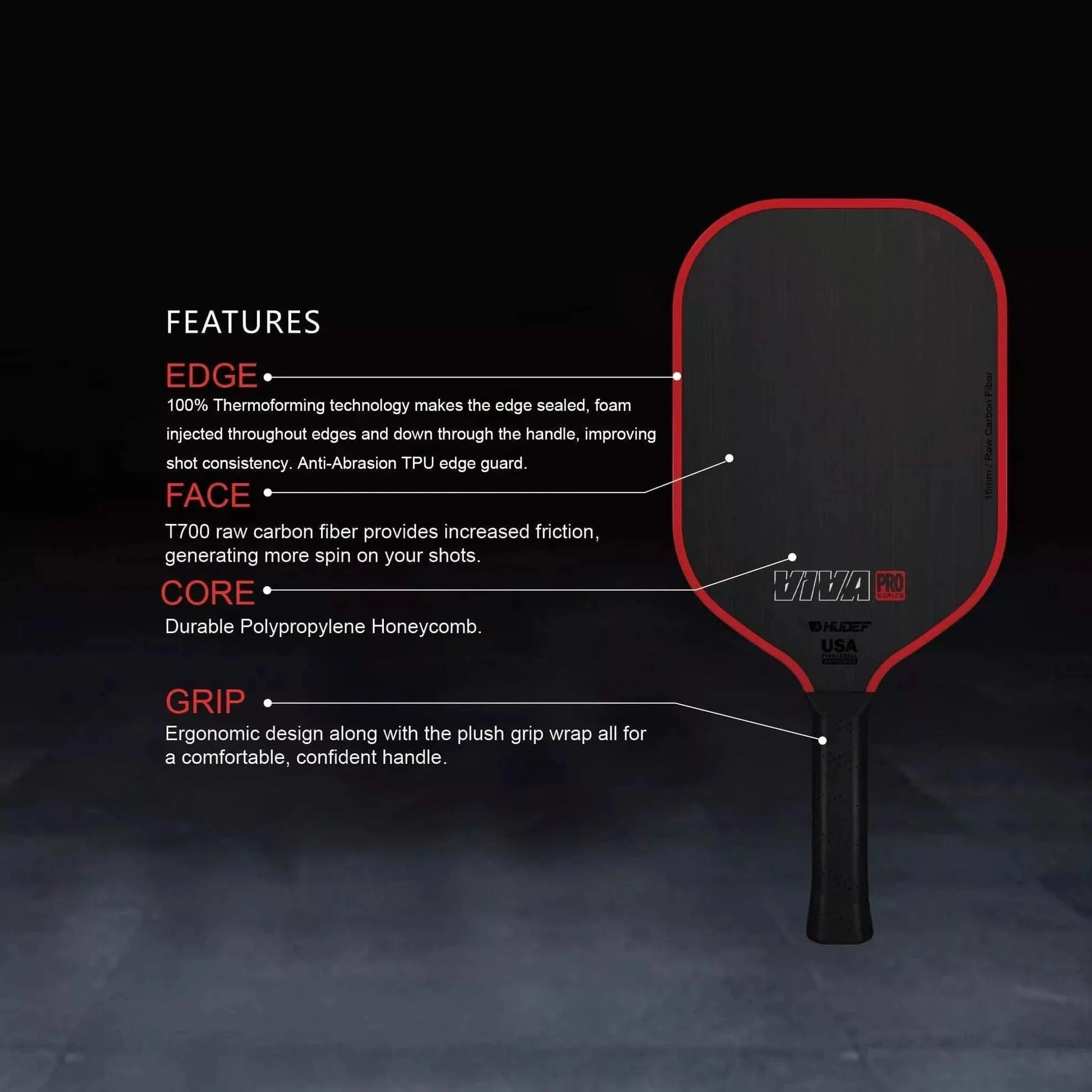 HUDEF Viva Pro™ (Power Paddle) Pickleball Paddle - Hudef Sport - Little Red General Store