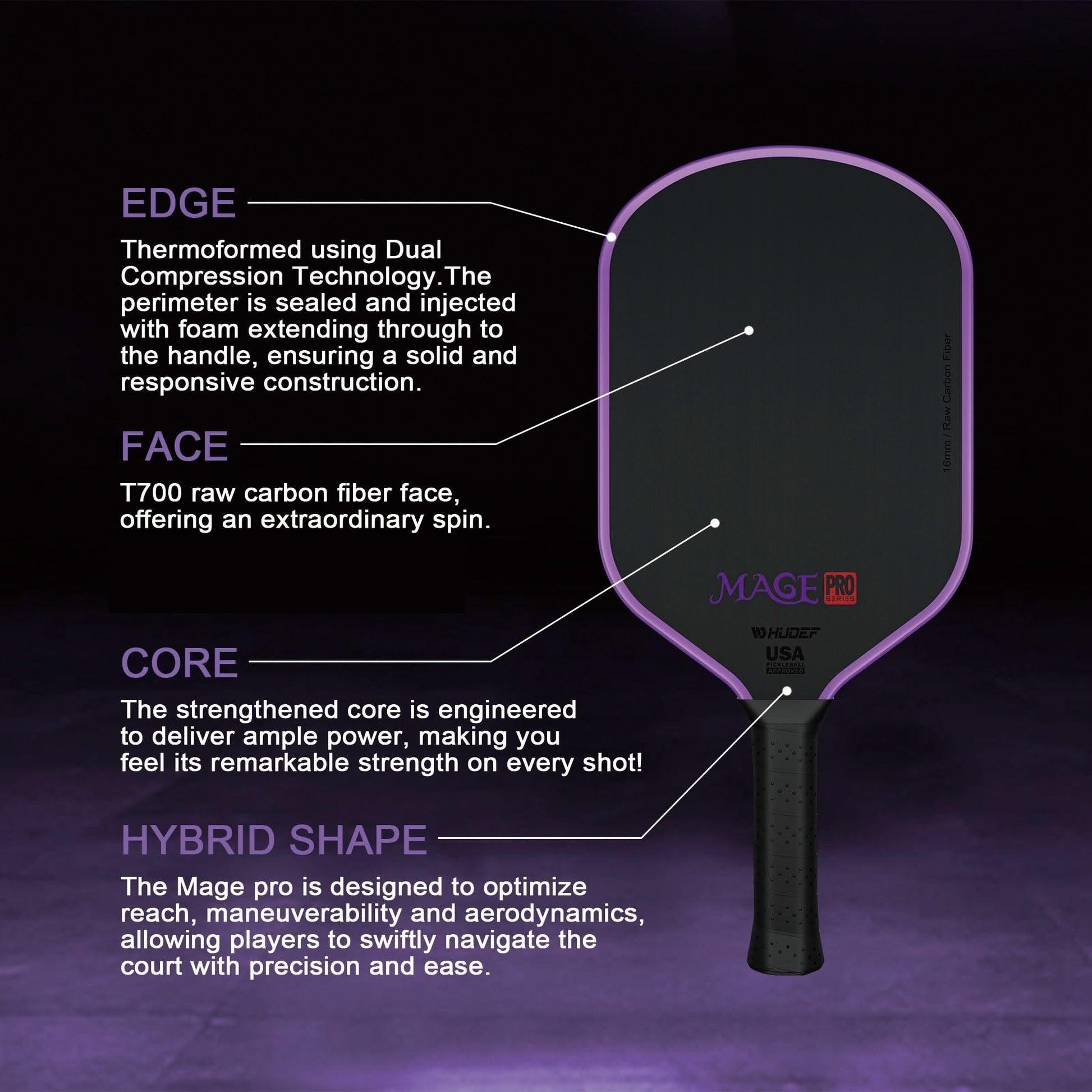 HUDEF Mage Pro™ (Hybrid Paddle) Pickleball Paddle - Hudef Sport - Little Red General Store
