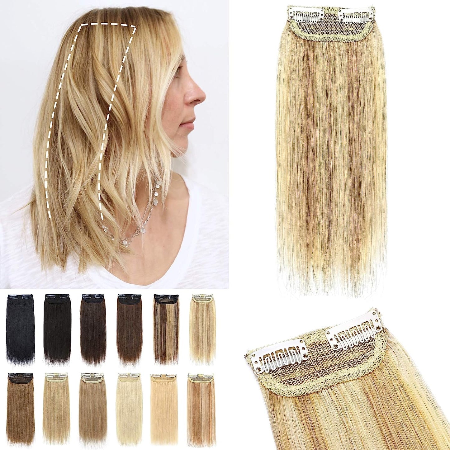 Human Hair strips  clip extensions 1piece