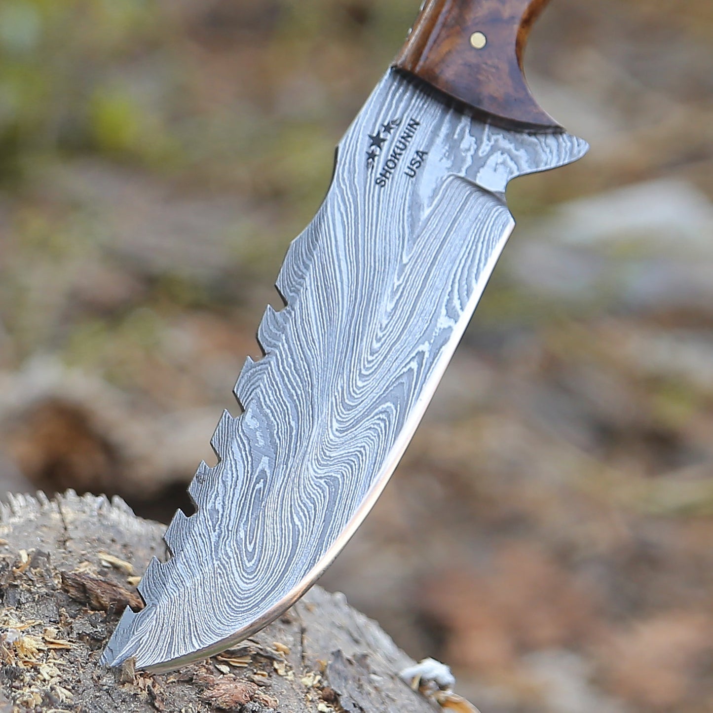 Lynx Handmade Damascus Knife with Mother of Pearl Resin & Rosewood Handle