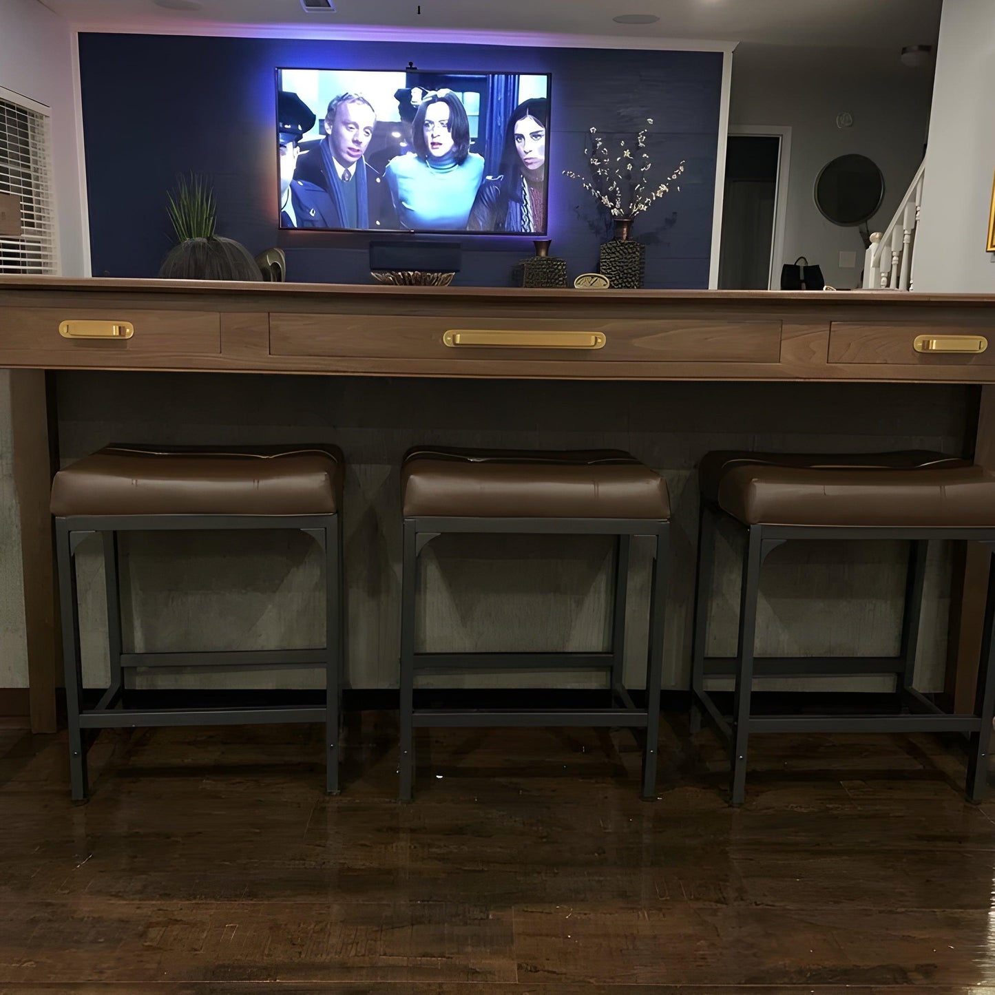 Unlacquered Brass Brushed Round Drawer Pulls with Backplate