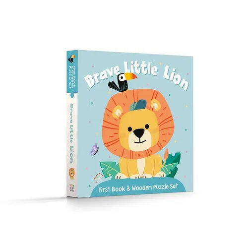 First Book & Wooden Puzzle Set - Brave Little Lion