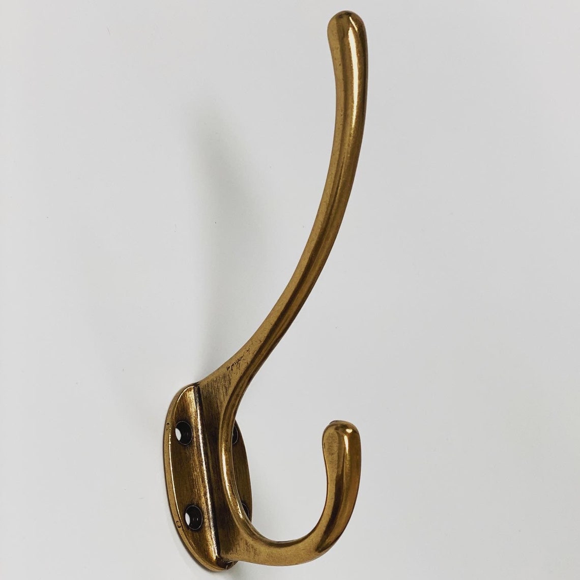 Antique Brass "Capri" Large Modern Wall Hat and Coat Hook