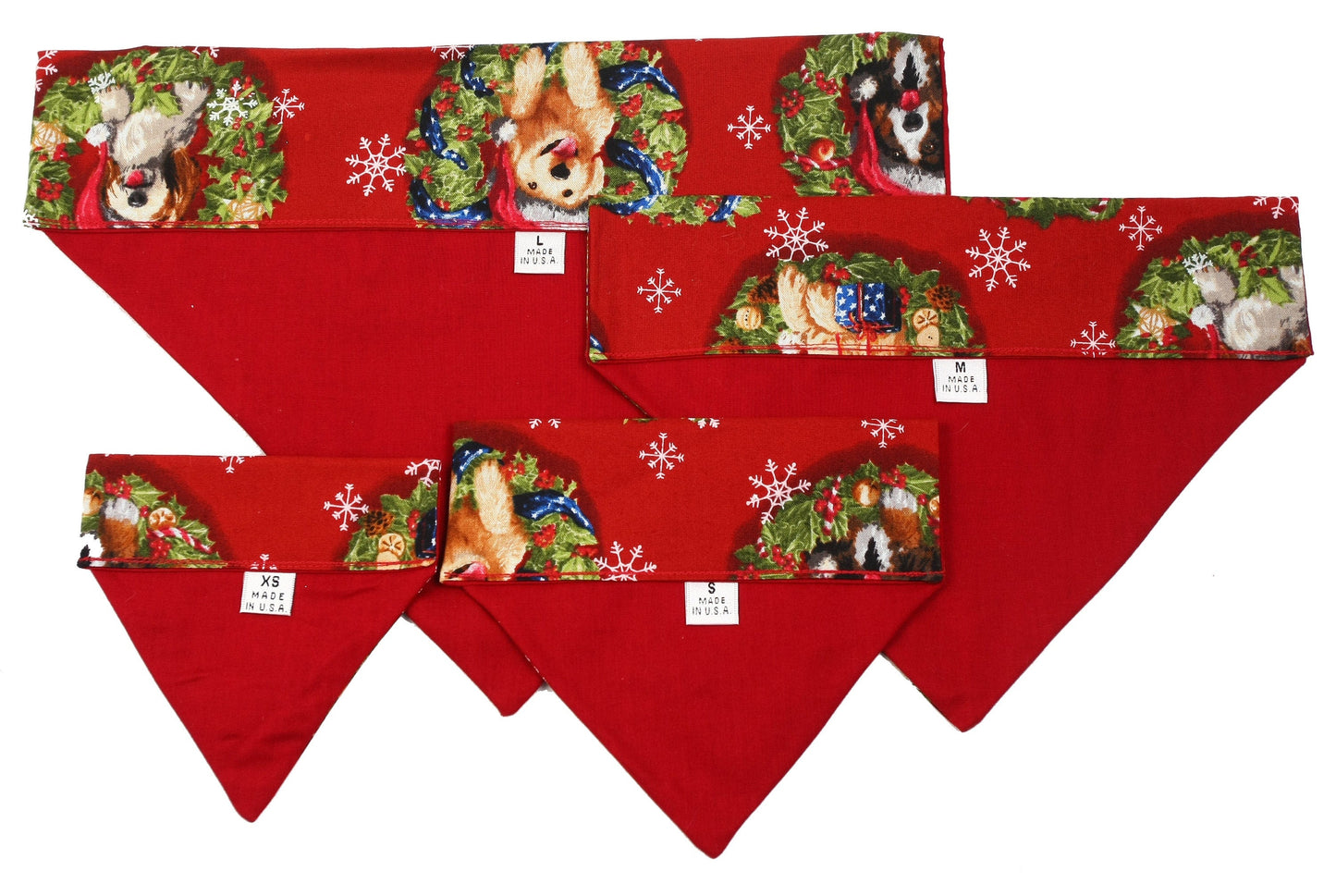 Christmas Dogs on Red Pet Scarf