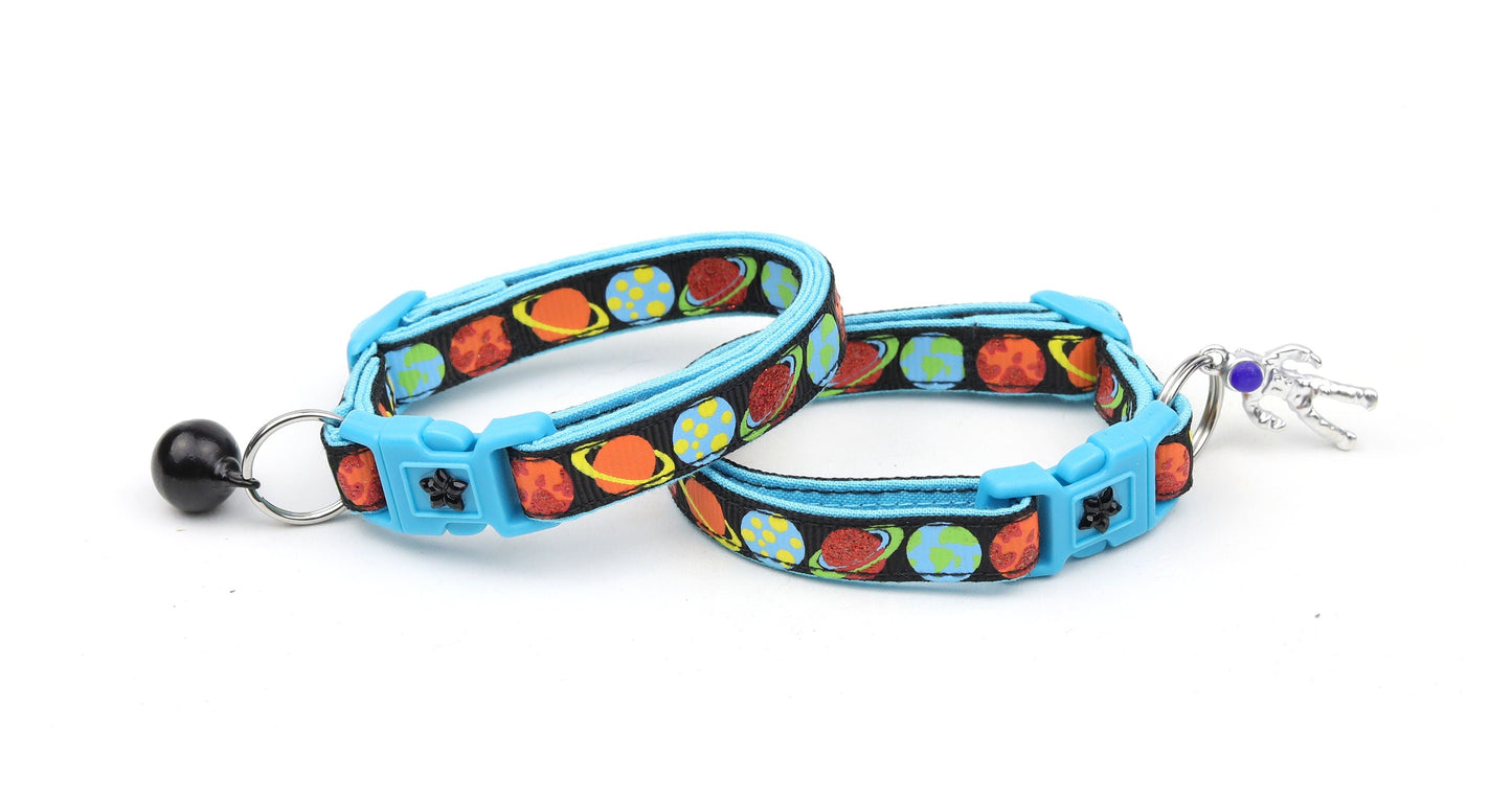 Planets on Black Cat Collar