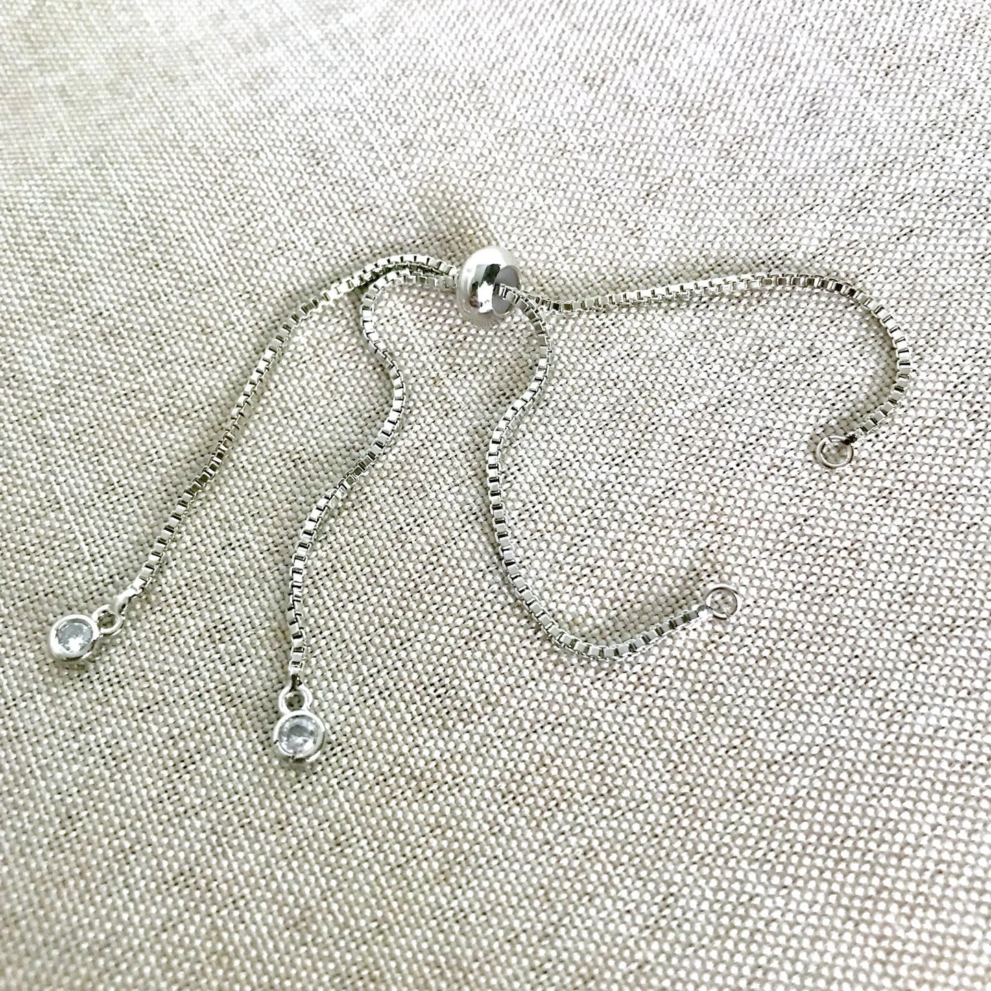 Silver Box Chain - Dainty Fine - Adjustable 5 to 9 Inches - with Open Loops - Adjustable Box Chain Bracelet - Silver