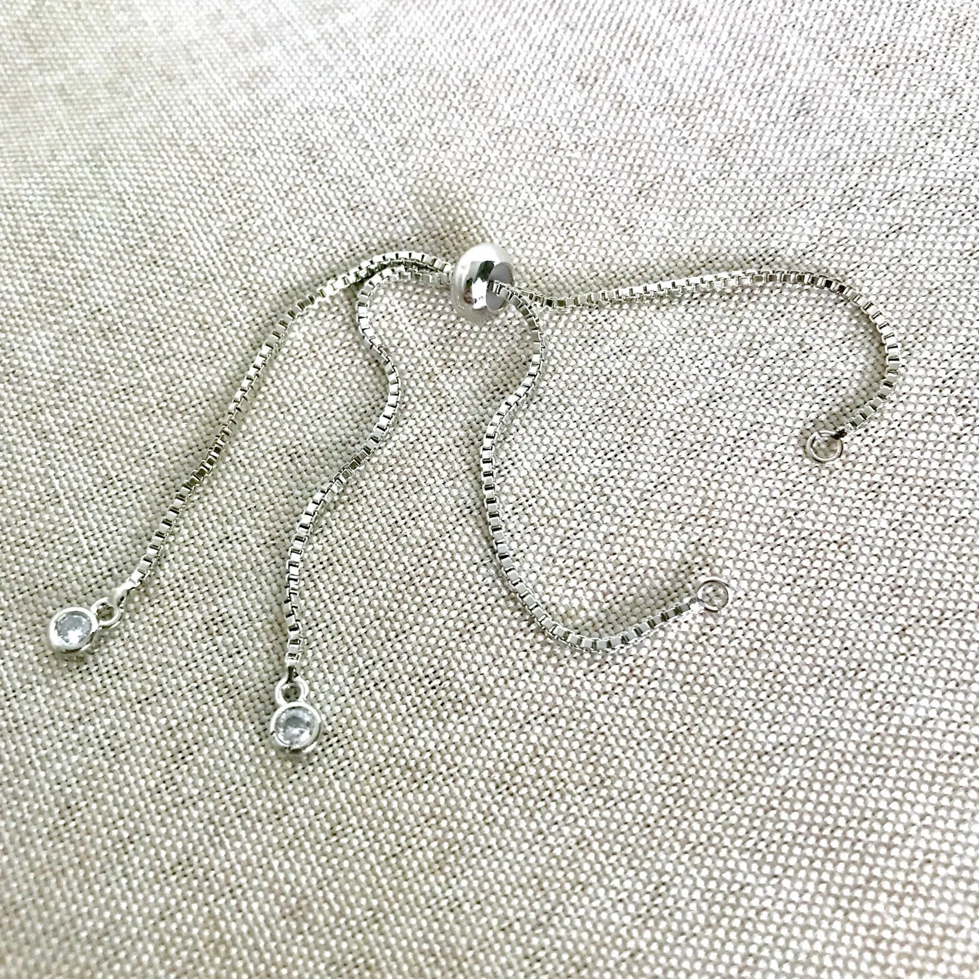 Silver Box Chain - Dainty Fine - Adjustable 5 to 9 Inches - with Open Loops - Adjustable Box Chain Bracelet - Silver