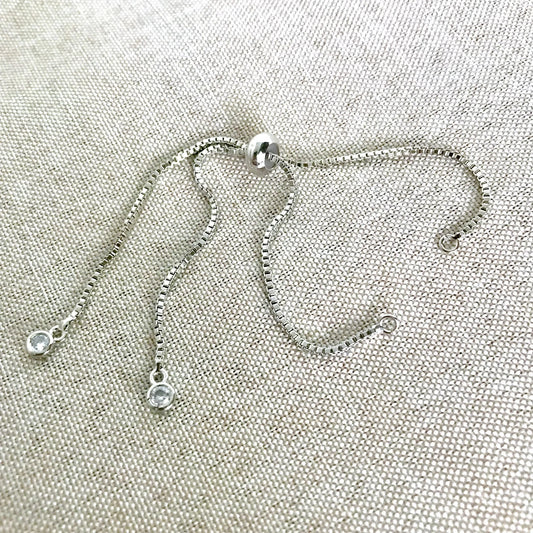 Silver Box Chain - Dainty Fine - Adjustable 5 to 9 Inches - with Open Loops - Adjustable Box Chain Bracelet - Silver