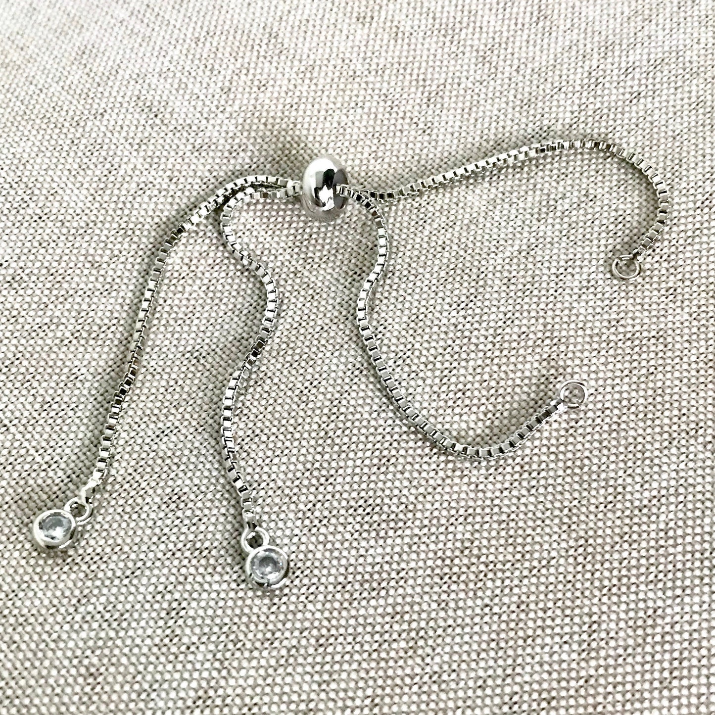 Silver Box Chain - Dainty Fine - Adjustable 5 to 9 Inches - with Open Loops - Adjustable Box Chain Bracelet - Silver