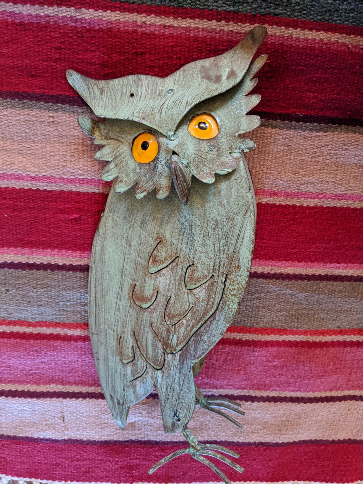 Pre-Order | Owl Garden Decor & Metal Statue Ships 7-25 | Outdoor Owl Decoration Yard Decor, Metal Owl Sculpture Home Decor Figurine in Green