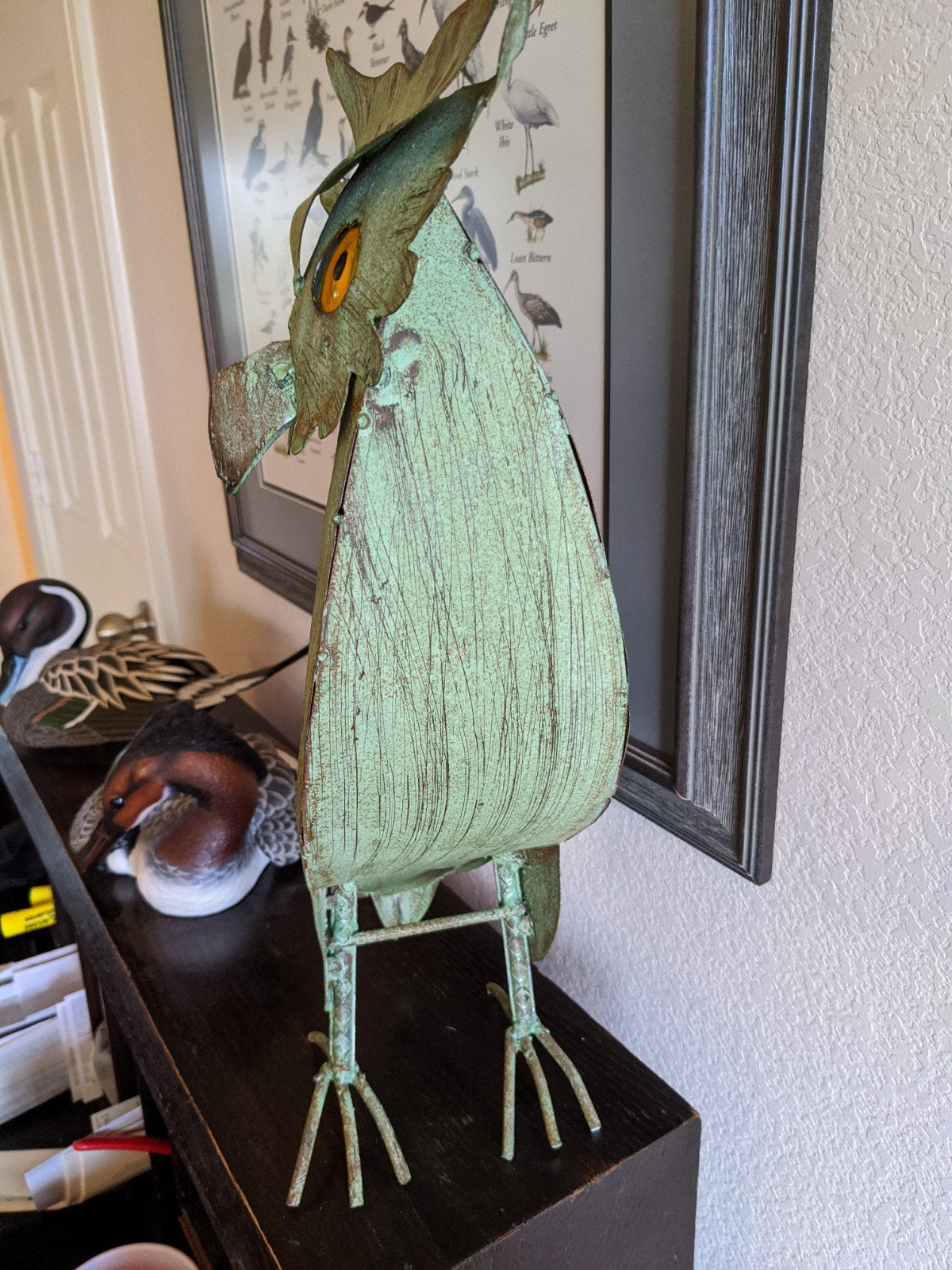 Pre-Order | Owl Garden Decor & Metal Statue Ships 7-25 | Outdoor Owl Decoration Yard Decor, Metal Owl Sculpture Home Decor Figurine in Green
