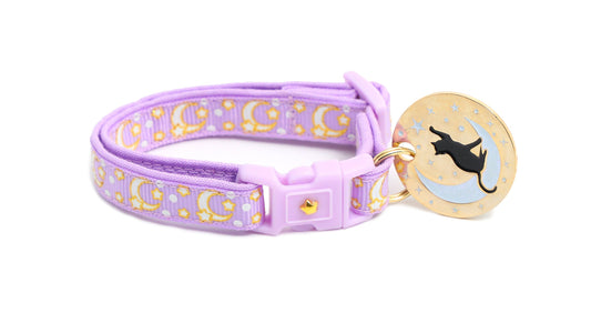 Gold Moons and Stars on Pastel Purple Cat Collar
