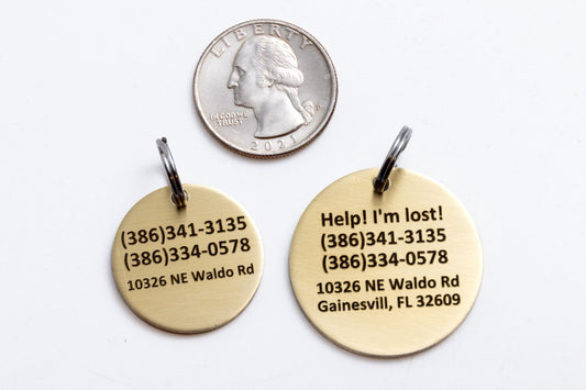 Engraved Greek Laurel Pet ID Tag - Cat or Dog Royal Purple and Gold Name Tag - Greek God Pet ID Tag