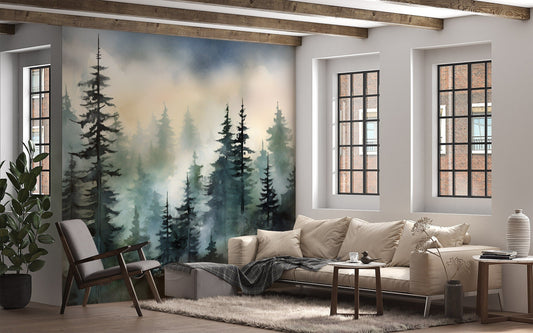 Foggy Forest Mural