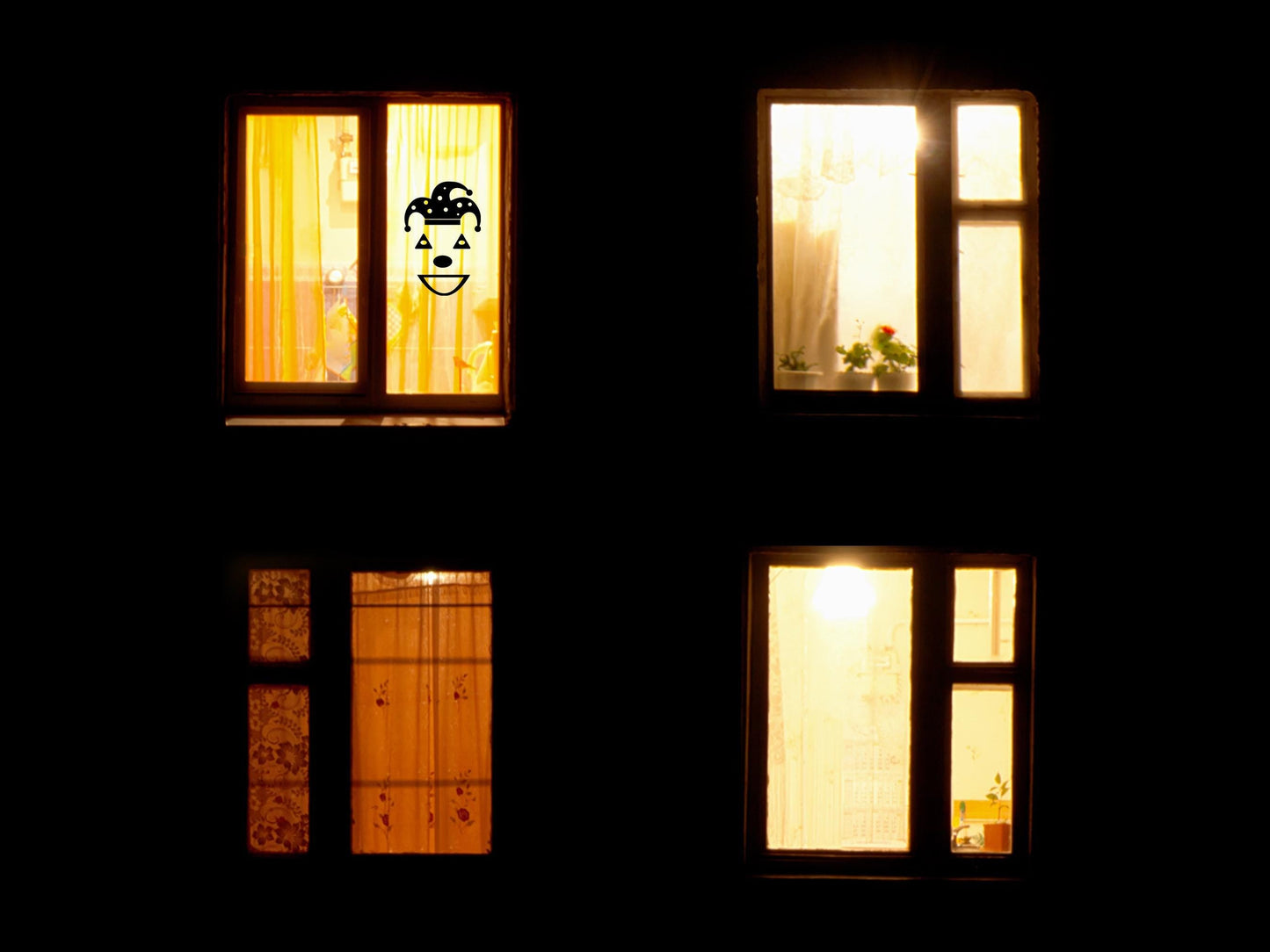 Halloween Jester Face Window Sticker Kit | Vinyl Decal