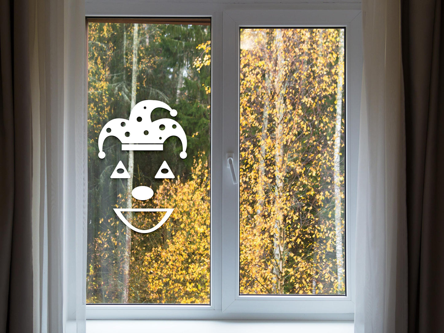 Halloween Jester Face Window Sticker Kit | Vinyl Decal