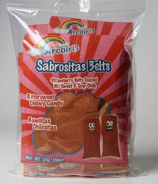 1 lb Mexican Strawberry Spicy Belts 1 Libra De Cintitas de Fresa con Chile Picosositas Mexicanos Saladitos
