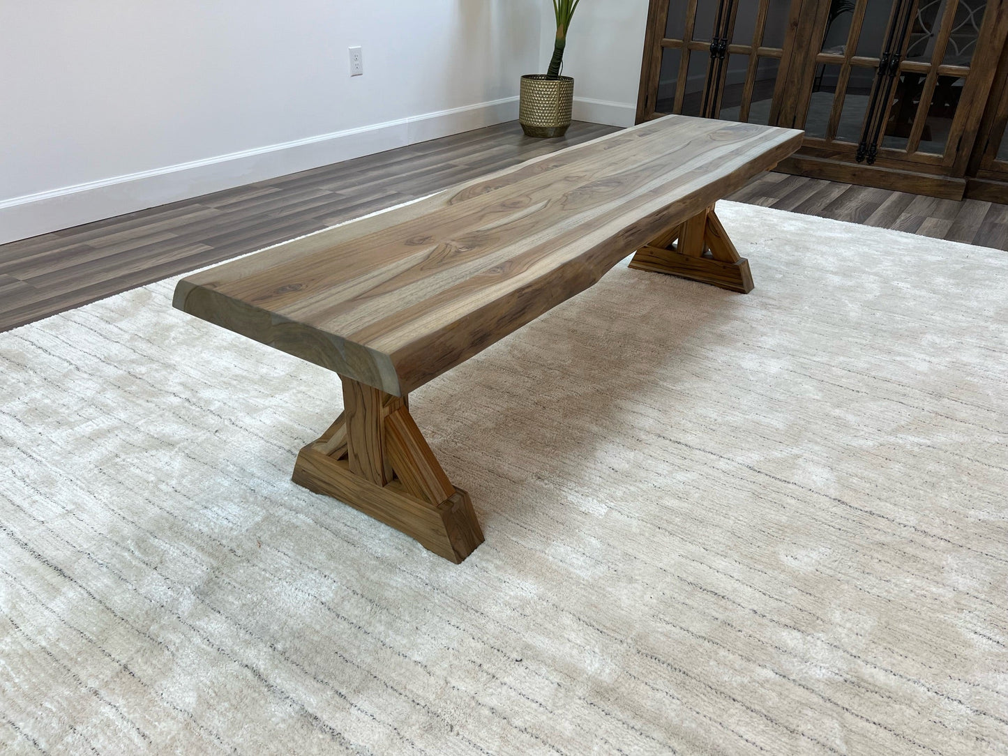 Pinilla Teak Live Edge Dining Bench - Natural