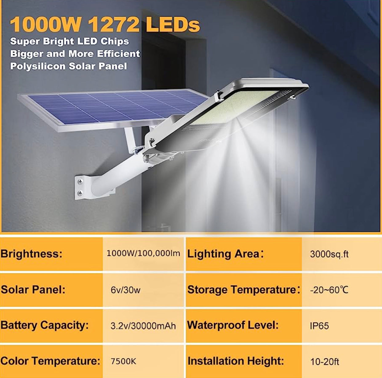 7000W Commercial Solar Street Light Outdoor 135000 Lumens Dusk to Dawn Solar with Remote Control
