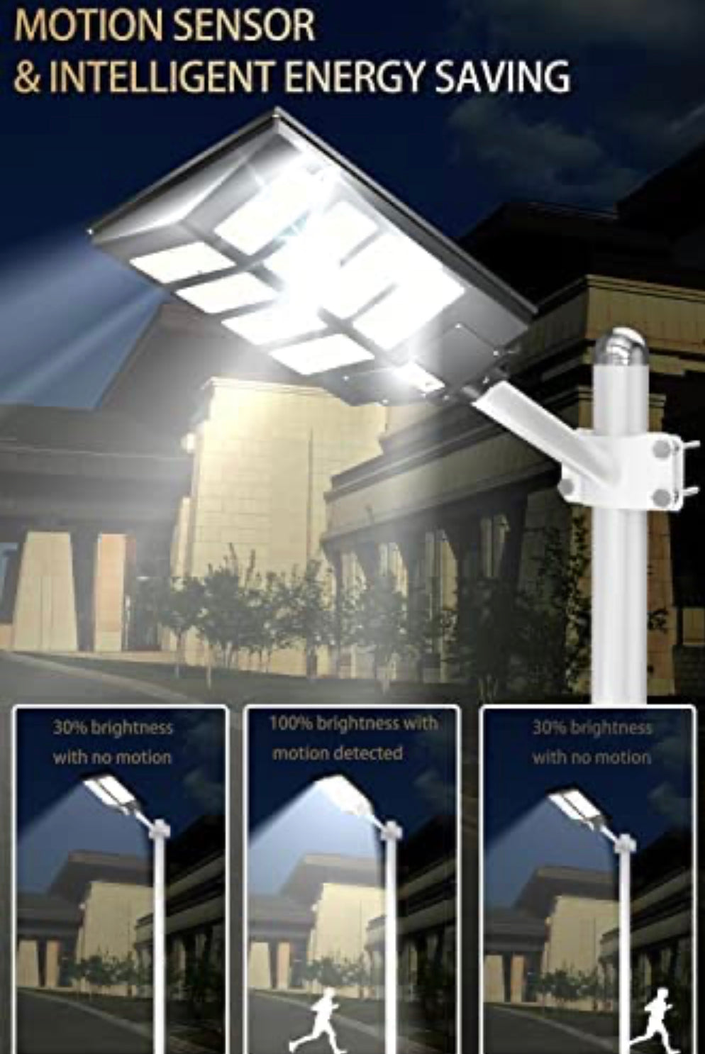 4800W Commercial Solar Street Lights Dusk to Dawn , Motion Sensor, 75000LM for Street with Remote Control