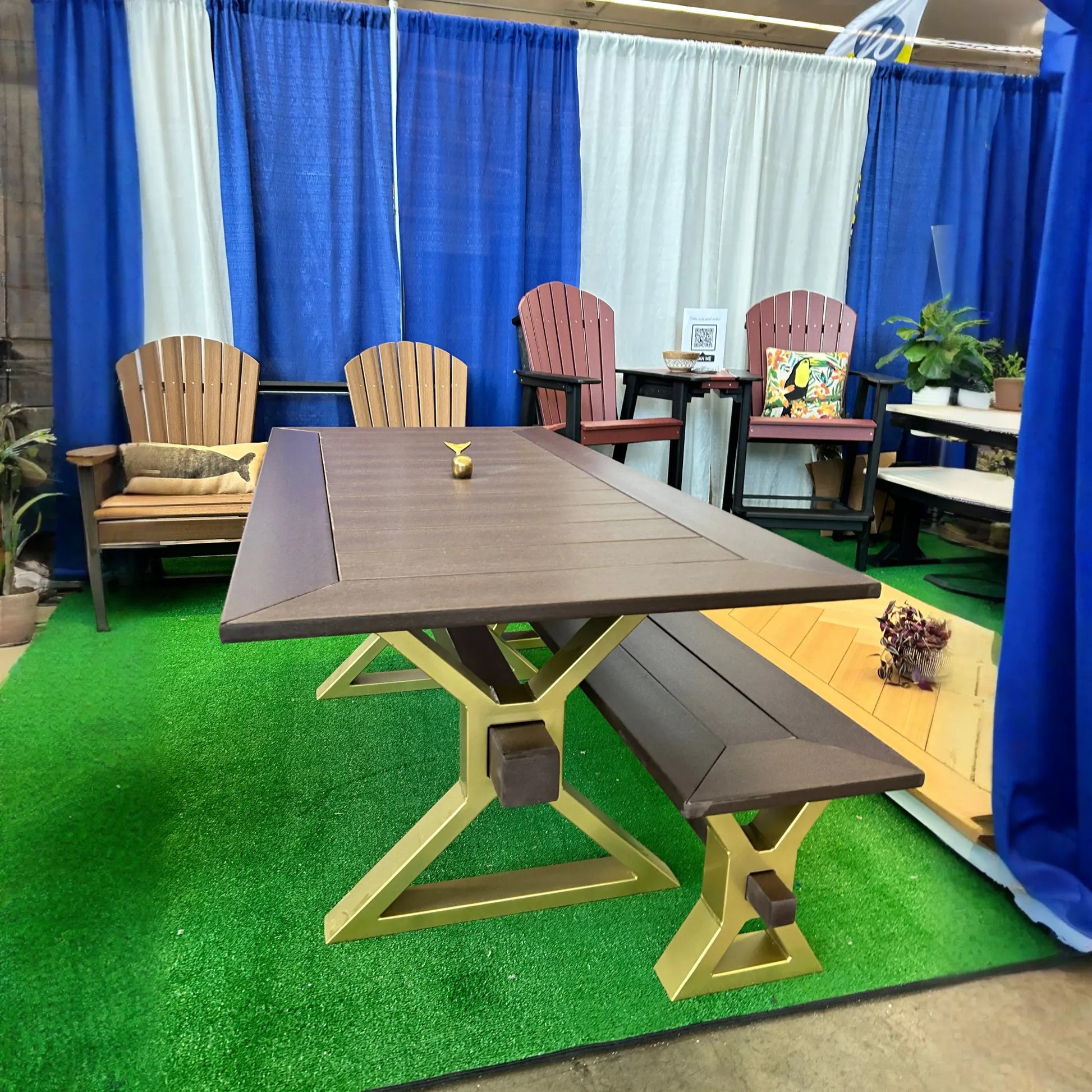 Metal X Beam Outdoor Bench