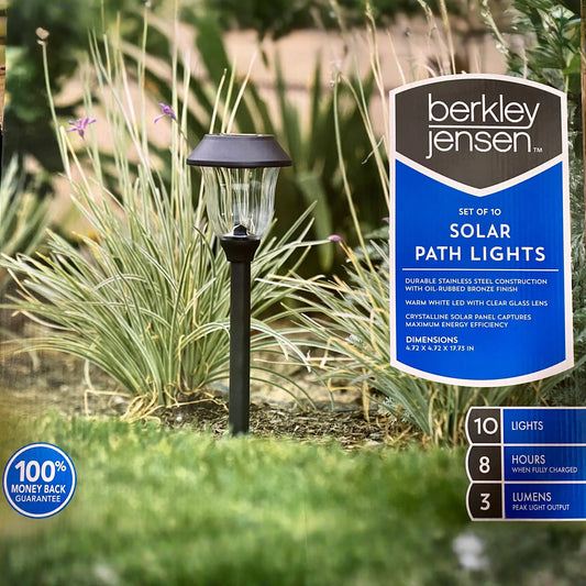 Berkley Jensen 14-Lumen Solar Pathway Lights,10 Pack- Oil-rubbed Bronze