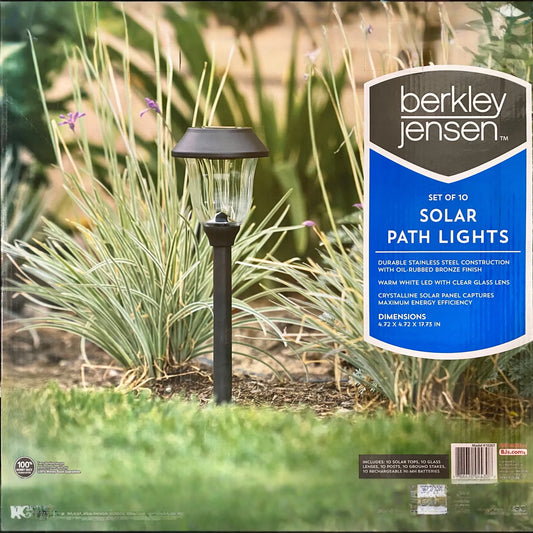Berkley Jensen 14-Lumen Solar Pathway Lights,10 Pack- Oil-rubbed Bronze