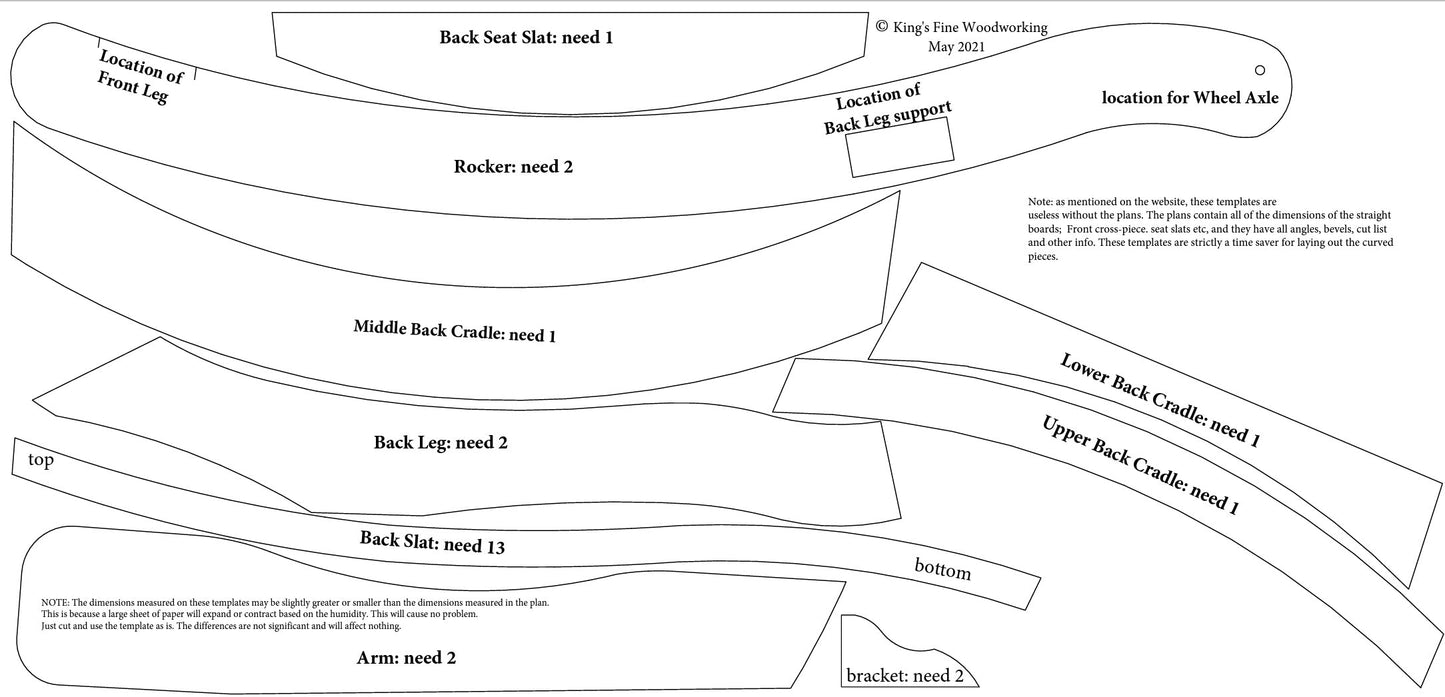Rocking Chair Templates Adirondack Style for Download only; PDF File Only