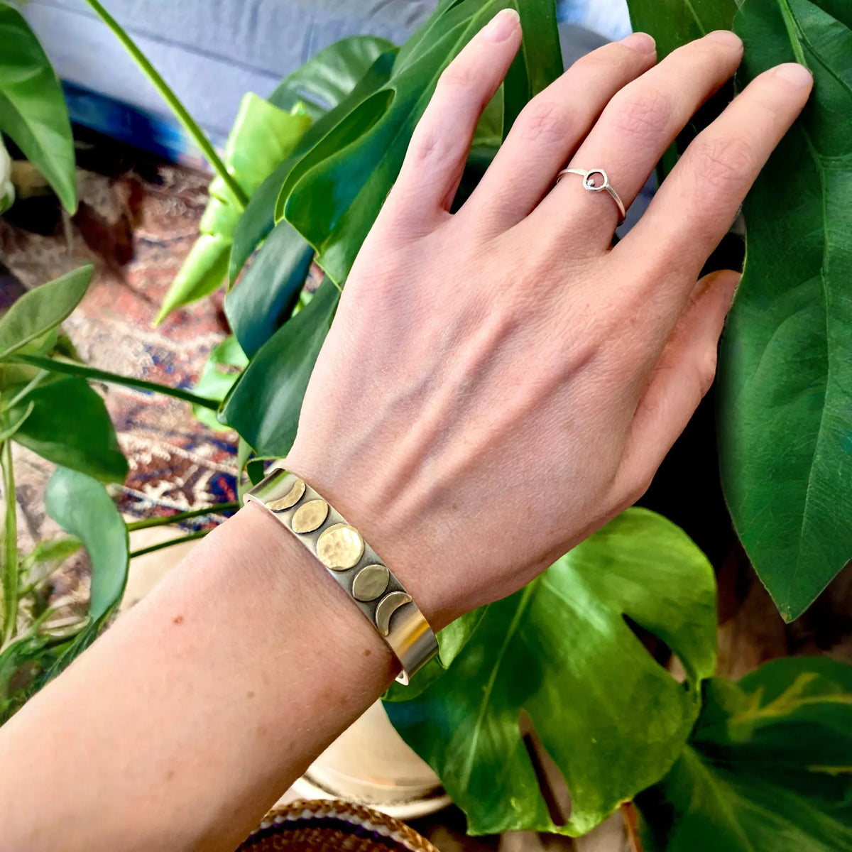 Moon Phase Cuff Bracelet in Sterling Silver and Brass - 🆕 New Arrivals, All Products, Products from Alison Morse, 👗 Apparel + Accessories, 👗 Jewelry - Little Red General Store