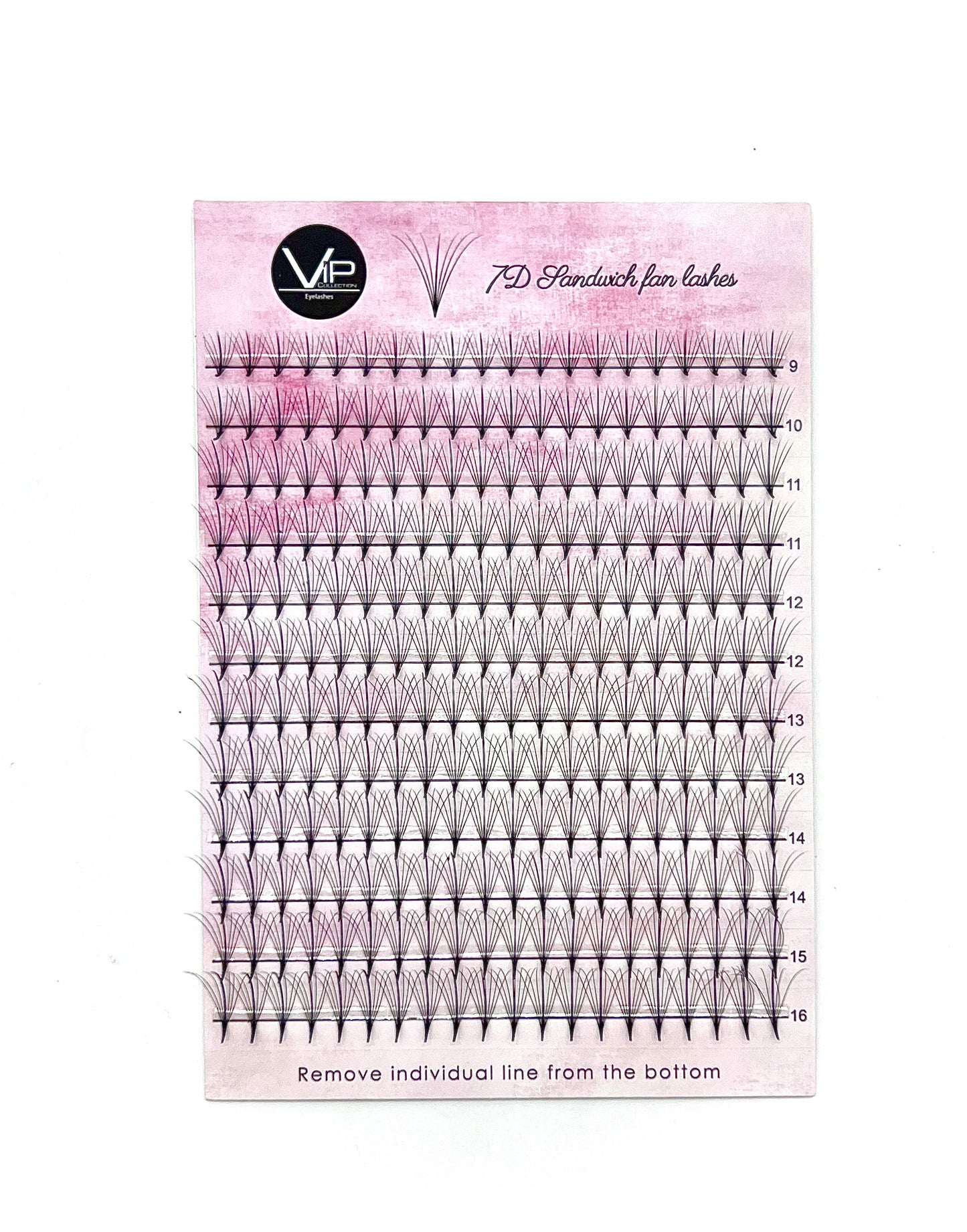VIP 7D Sandwich Fan Lashes 0.05 12 lines C Mix - D Mix - Regular and Large Trays
