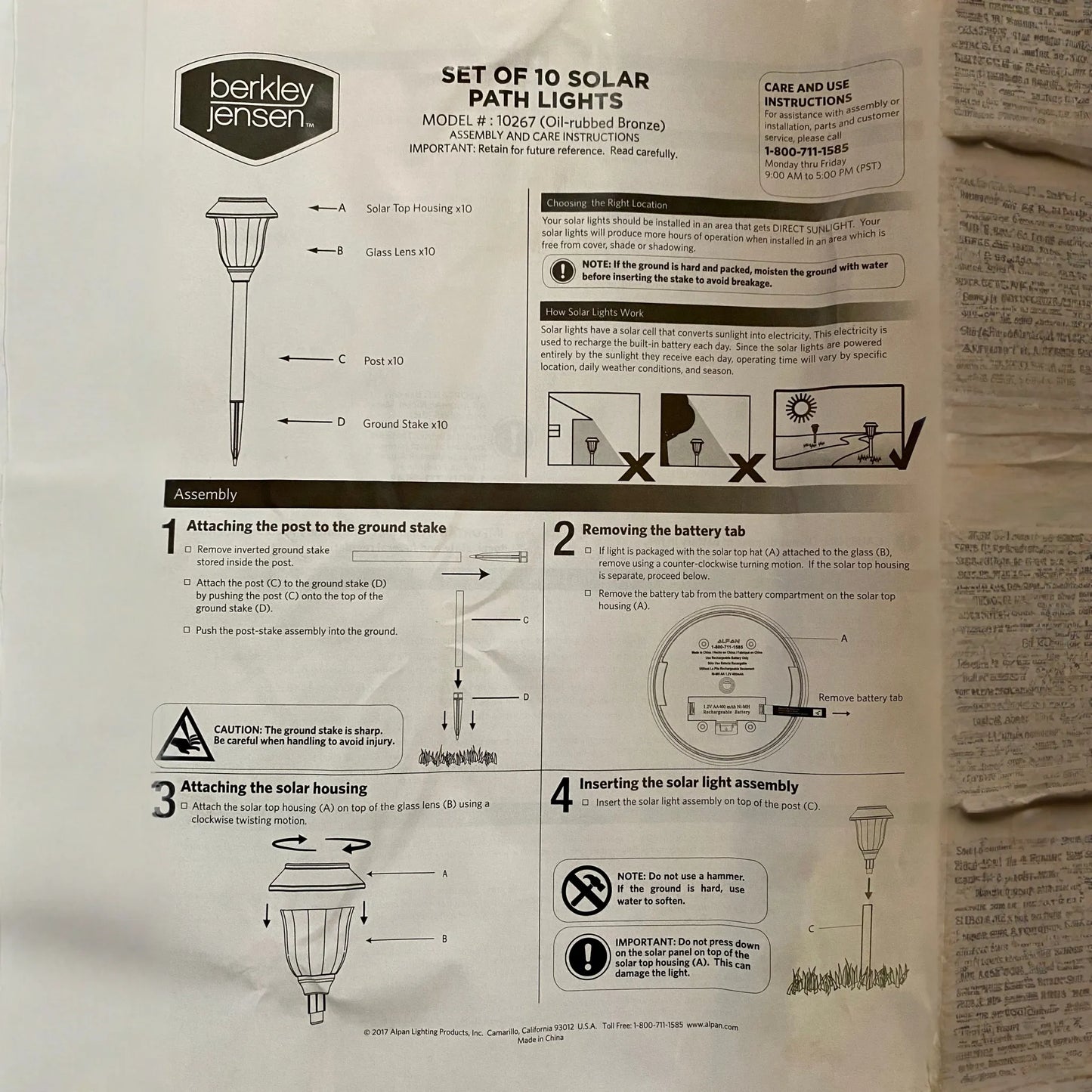 Berkley Jensen 14-Lumen Solar Pathway Lights,10 Pack- Oil-rubbed Bronze