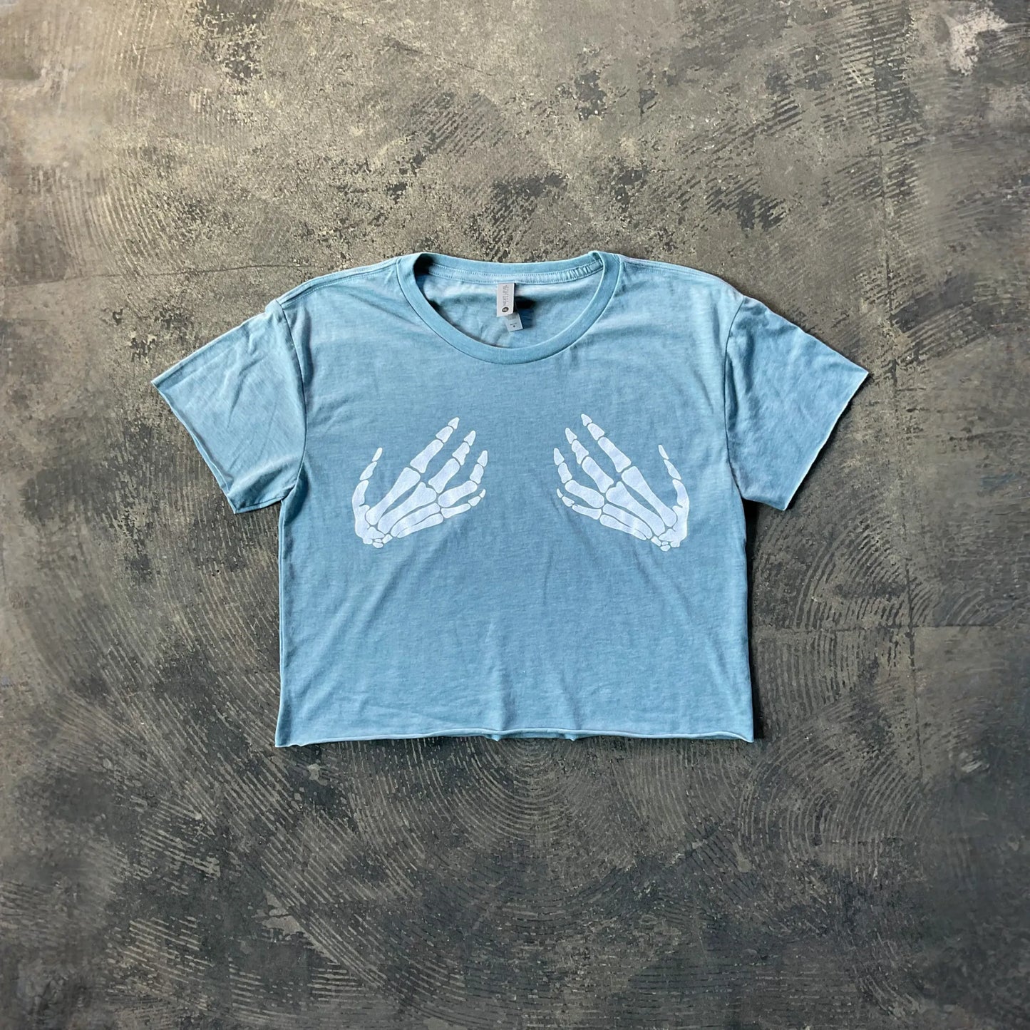 Skeleton Hands Crop Top - Blue