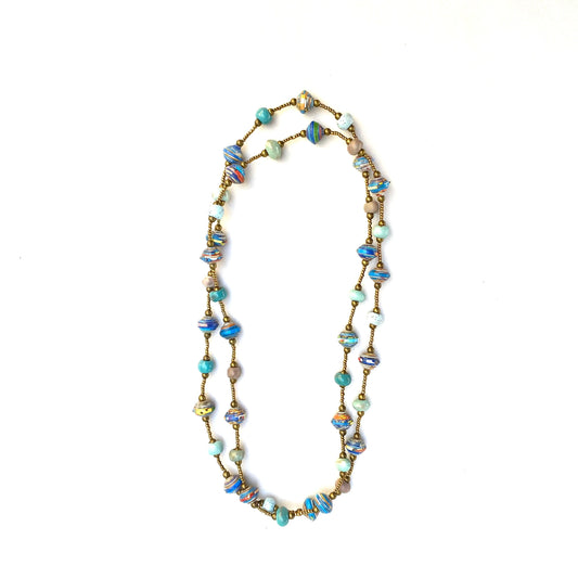 Haitian Signature Necklace- Pastels with Cereal Box Beads look