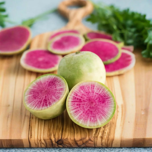 Watermelon Radish Seeds - Heirloom, Non-GMO, Pink Flesh, Mild & Sweet, USDA Zones 3-10,