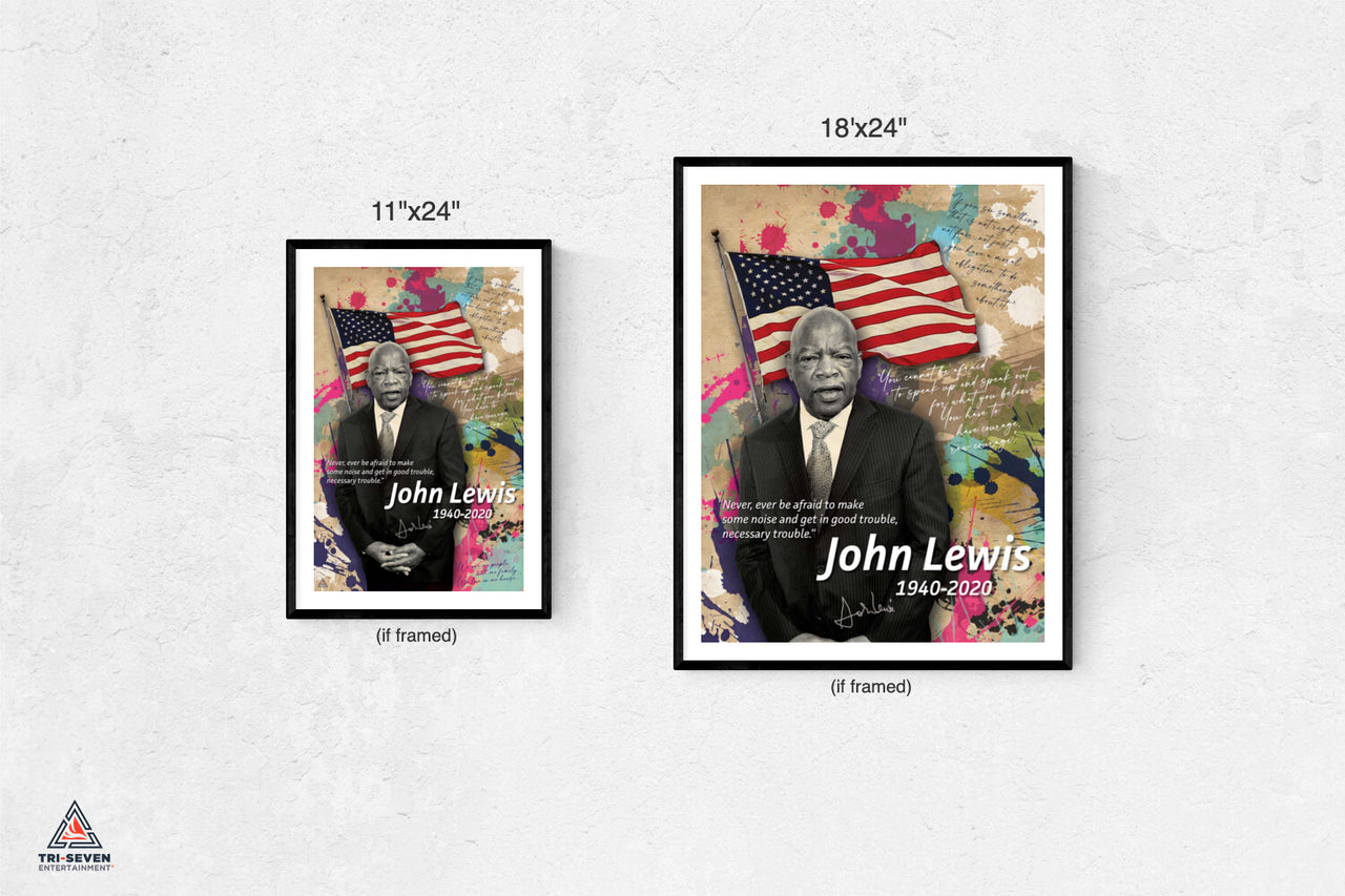 John Lewis Poster Good Trouble Quote Black History Wall Art Print