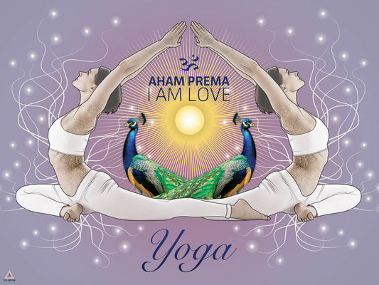 Yoga Poster I Am Love Aham Prema Pose Wall Decor Art Print (24"x18")