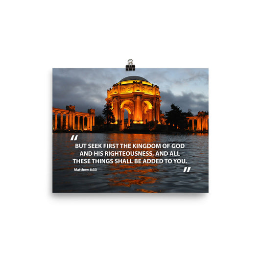 Matthew 6:33 Poster Seek First the Kingdom of God Wall Art Print