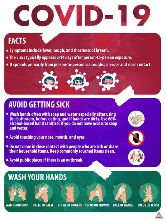 COVID-19 Poster Facts Coronavirus Protection Wall Print (18"x24")