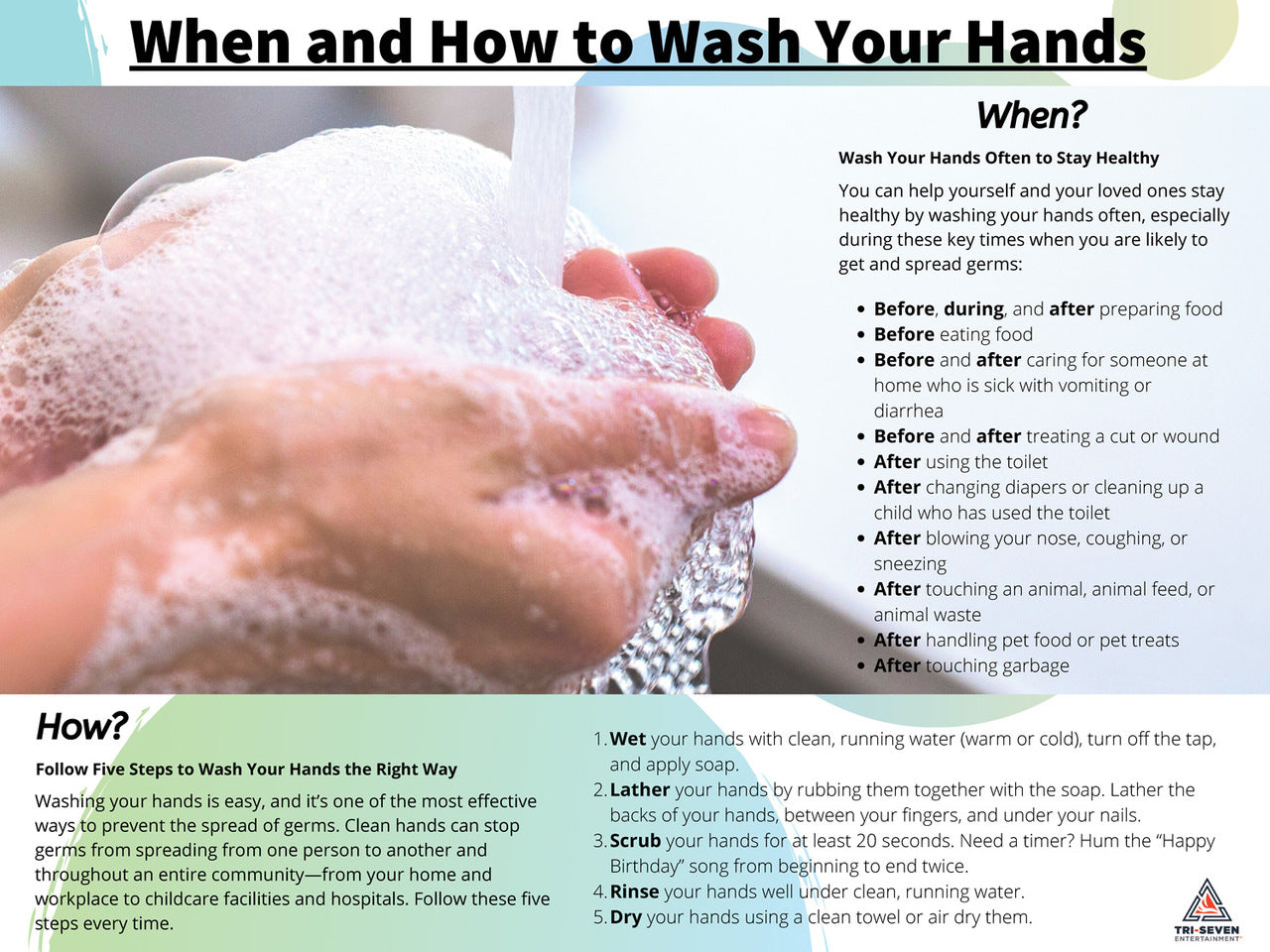Coronavirus Poster When and How to Wash Your Hands CDC Prevention Wall Print (24"x18")