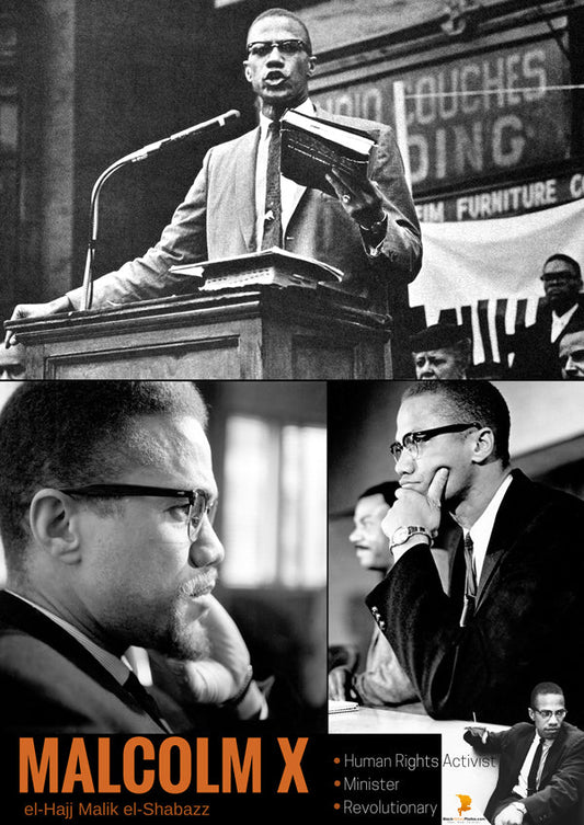 Malcolm X Poster Human Rights Activist Black History Photos Print (18"x24")
