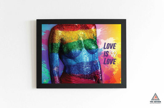 LGBTQ Poster Love is Love Pride Colors Wall Art Print (24"x18")