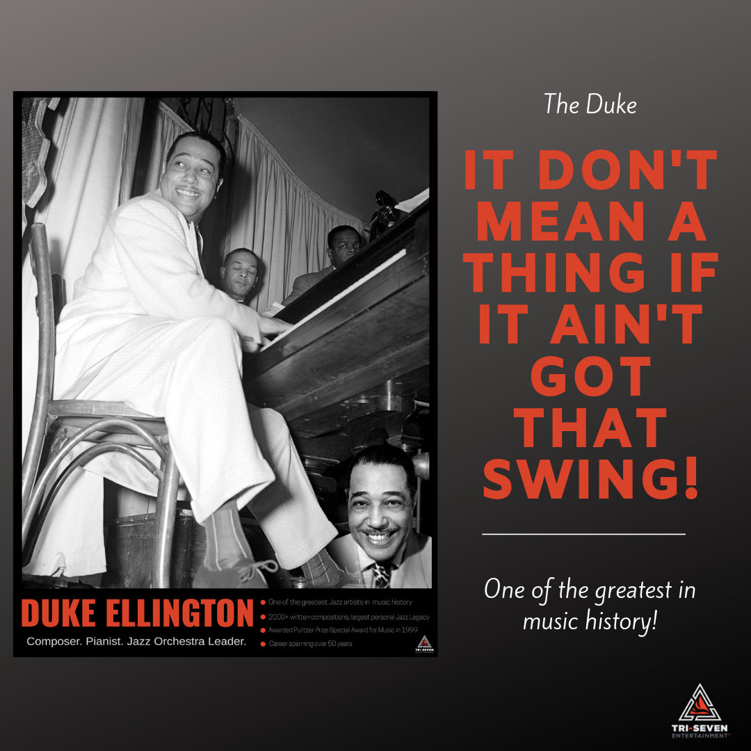 Duke Ellington Poster Wall Art Print Historical Facts (18"x24")