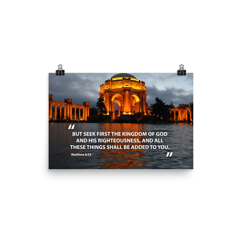 Matthew 6:33 Poster Seek First the Kingdom of God Wall Art Print