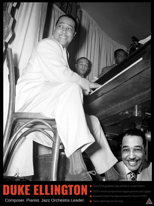 Duke Ellington Poster Wall Art Print Historical Facts (18"x24")