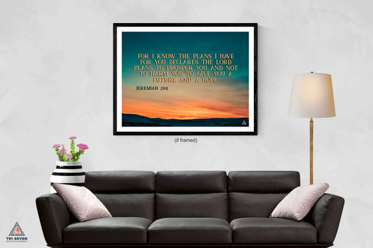 Jeremiah 29:11 Poster A Future and A Hope Bible Verse Quote Wall Art (24"x18")
