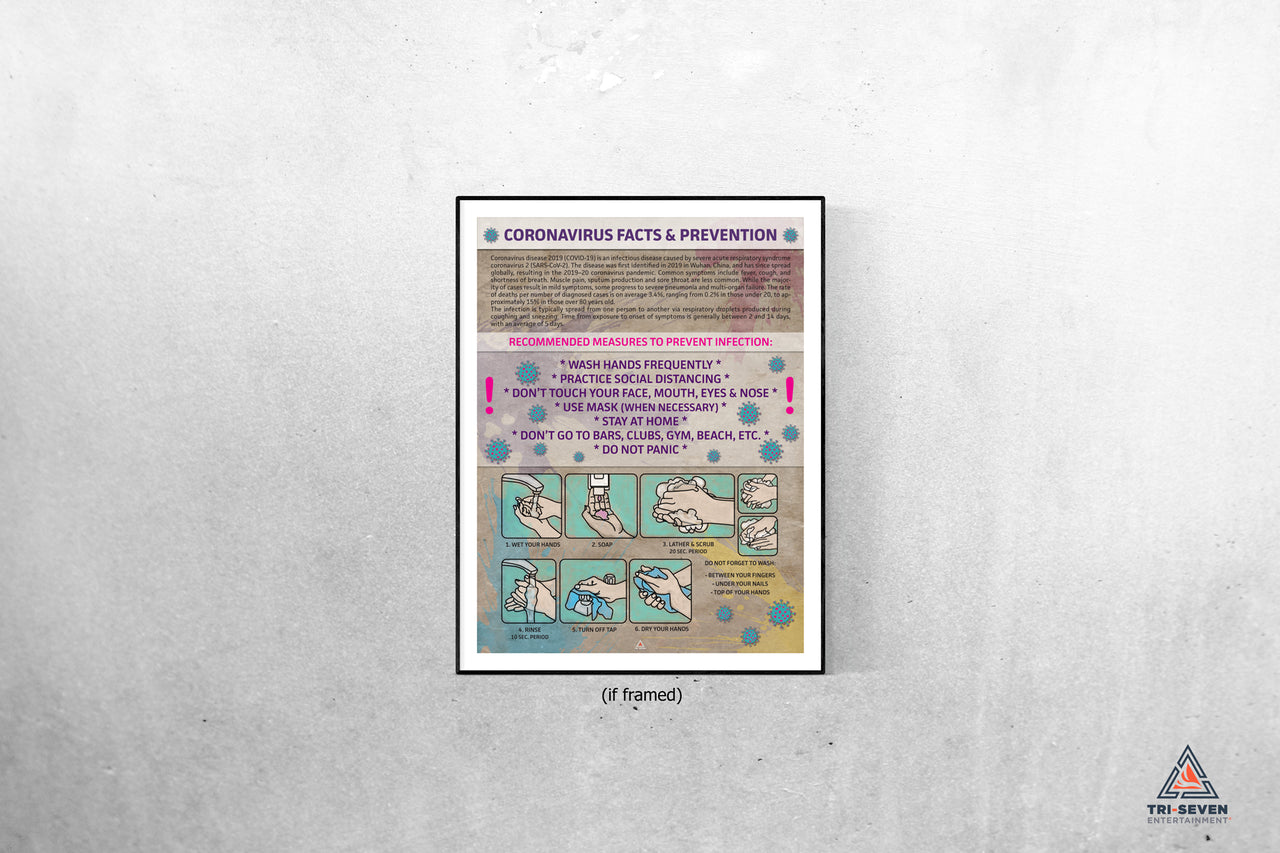 COVID-19 Poster Facts and Prevention Wall Print (18"x24")